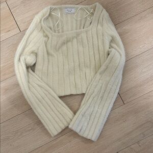 Sage Women's Cream Ribbed Sweater